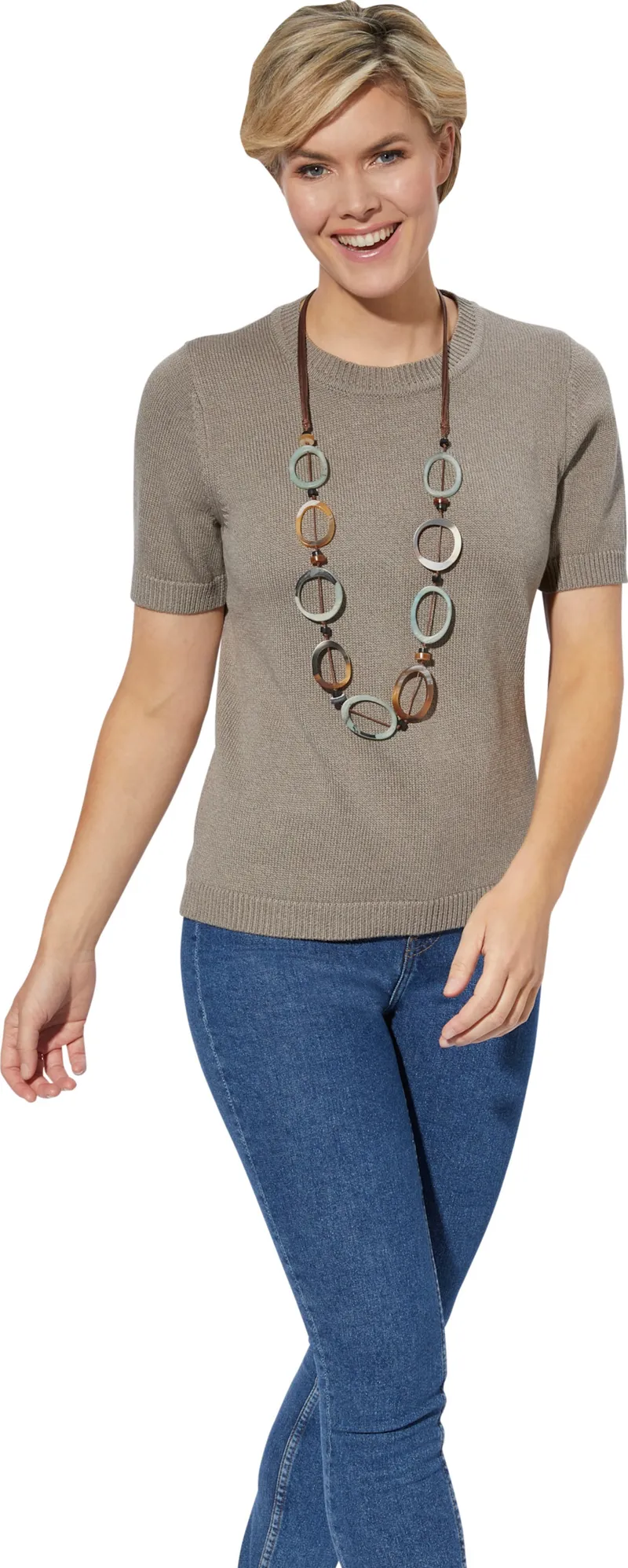 Witt Kurzarmpullover, Taupe-meliert, – Produktbild 2 von 2