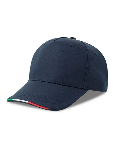 Atlantis Headwear Atlantis Headwear Cap kontrastierende Paspeln in Farben der italienischen Flagge, Navy, – Produktbild 1 von 3