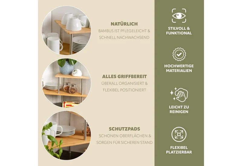 bremermann Küchenregal Küchen-Eckregal, Küchenregal, Gewürzregal, Bambus, Braun, – Produktbild 5 von 5