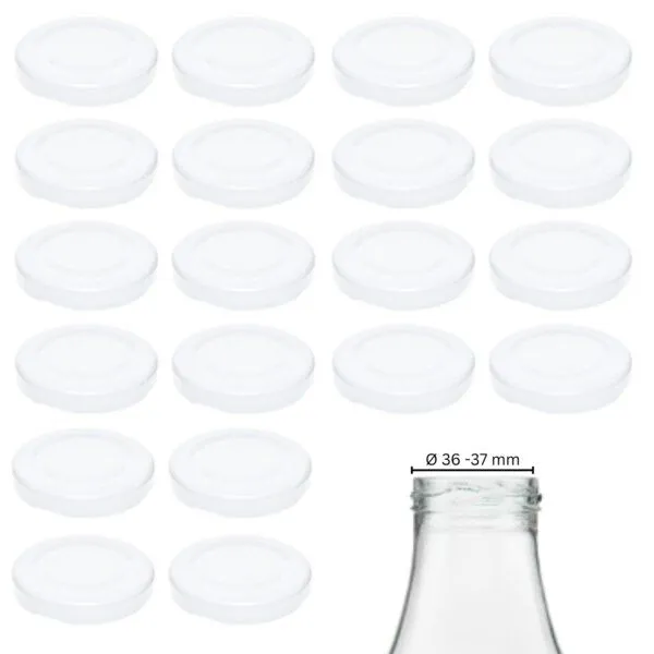 mikken mikken 20 Ersatzdeckel TO48 Ø 5 cm für Glasflaschen Twist-Off Schraubdeckel, Weiss, – Produktbild 1 von 3