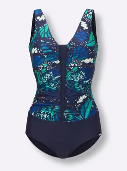 feel good Badeanzug marine-royalblau-bedruckt – Produktbild 1 von 1