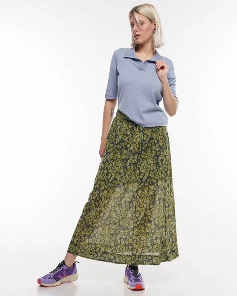 Alma & Lovis Alma & Lovis Print-Maxirock aus Bio-Baumwoll-Batist | Batist Gep Rock, Mineral green (grün), – Produktbild 1 von 2