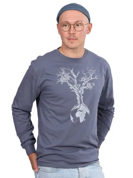 Life-Tree Life-Tree Longsleeve aus Biobaumwolle Fairwear für Herren Weltenbaum, Blau, – Produktbild 4 von 5