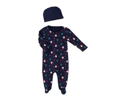 Poco Piano Body Baby Body Set 2-tlg Kleinkinder Pyjama (Bekleidungs-Set, 2-tlg., 2-teilig, bestehend aus Body + Mütze) festliches Design, ideal für Weihnachten – Produktbild 1 von 1