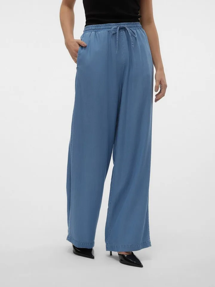 Vero Moda Schlupfhose VMBREE HW LONG LOOSE TENCEL PANTS GA Viskose, loose fit, Blau, – Produktbild 2 von 5