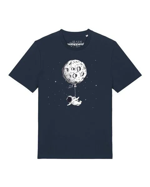 watapparel watapparel T-Shirt Unisex Funny Spaceman, French navy, – Produktbild 1 von 2