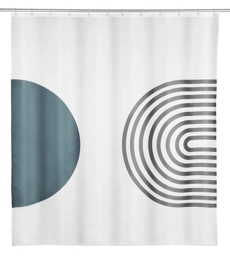 SCHÖNER WOHNEN-Kollektion Duschvorhang »Orfa« Breite 180 cm (Set, 17-tlg), aus Polyester, abstraktes Motiv, mit 16 Duschvorhangringen, Bunt, – Produktbild 2 von 3