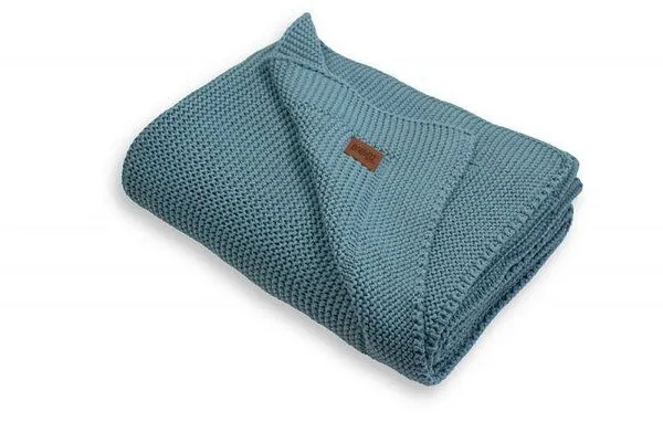 A&R Textile A&R Textile Babydecke Strickdecke 80 x 100 cm Bio Baumwolle hergestellt in Europa, Rauchblau, – Produktbild 1 von 2