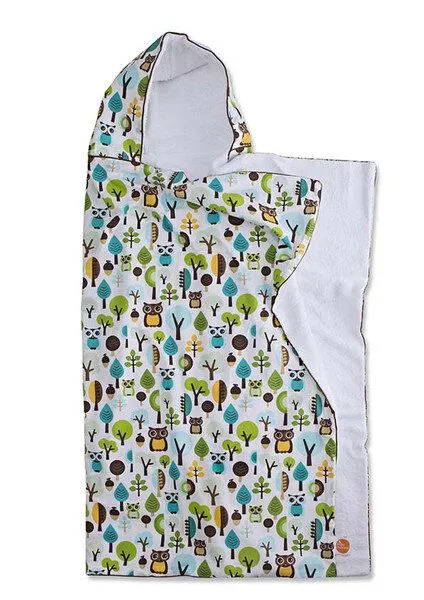 Millemarille Millemarille Kapuzenhandtuch (Bambusfrottee - 0-6 Jahre), "modern owls blue" (eule blau), – Produktbild 1 von 2