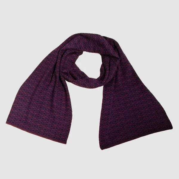LANARTO slow fashion LANARTO slow fashion Schal Muster 'Blüte' zweifarbig gestrickt aus mulesingfreier Merinowolle, Blau, – Produktbild 3 von 3