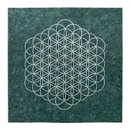 Veskor Cassiopeia Veskor Cassiopeia BLUME DES LEBENS Heilige Geometrie Linoldruck | 35 × 35 cm | Silber auf Smaragdgrün – Produktbild 1 von 1