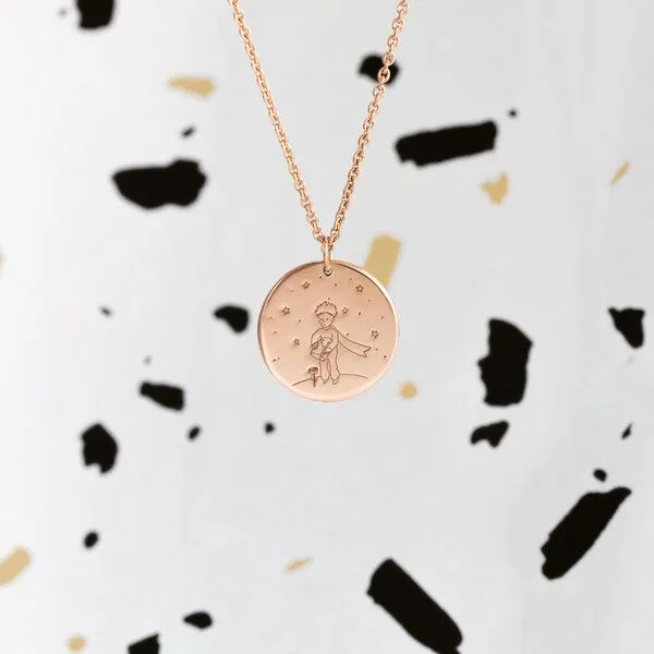 Eppi Eppi Goldener Anhänger der Kleine Prinz mit Rose, Rosa, – Produktbild 3 von 4