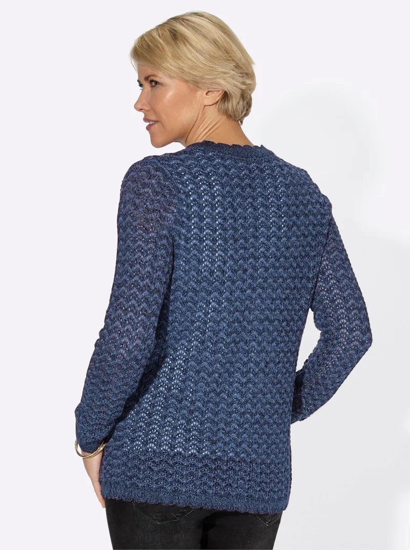 Witt Ajourstrickjacke, Dunkelblau-meliert, – Produktbild 2 von 2