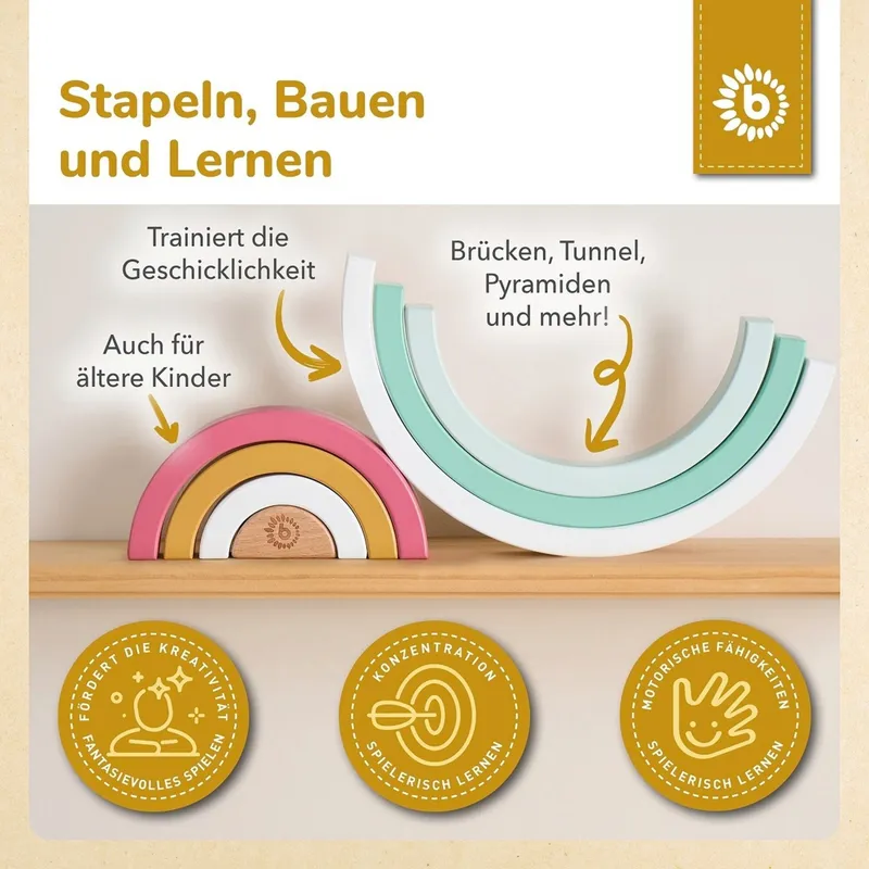 Bieco Bieco Regenbogen aus Holz - ab 12 Monate, Blau, – Produktbild 3 von 3