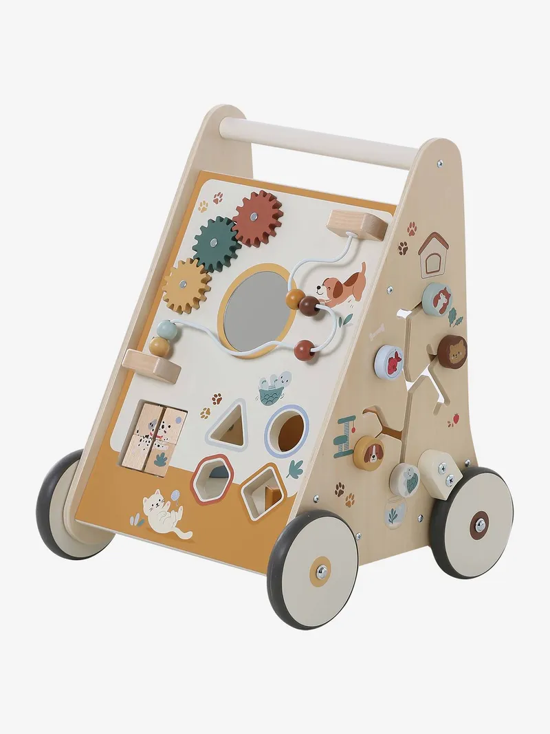 Vertbaudet Vertbaudet Activity-Lauflernwagen mit Bremsen Holz FSC®, Karamell, – Produktbild 4 von 4