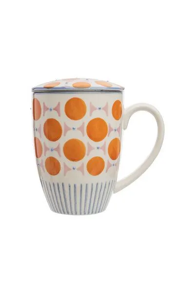 Tranquillo Tranquillo Tasse mit Teesieb RETROFLORIA, Orange, – Produktbild 2 von 5