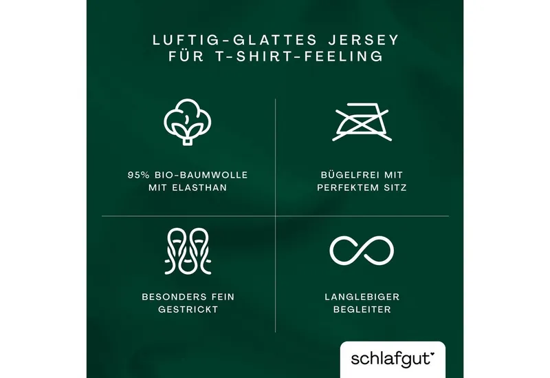 Schlafgut Schlafgut Bettbezug Premium Bettbezug Knitted Jersey (1 St), (1 St), Ton-in-Ton Reißverschluss, Bio-Baumwolle mit Elasthan, Uni, OEKO Tex, Grün, – Produktbild 5 von 5