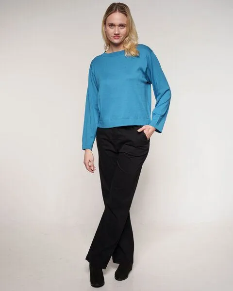 Alma & Lovis Alma & Lovis Cooler Stricksweater aus reiner Bio-Baumwolle | Sweater, Achat (türkis blau), – Produktbild 2 von 4