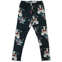 Walkiddy Kinder Leggings GOTS zertifiziert Bio-Baumwolle, Dunkelgrün, Burg-Muster, Walkiddy – Produktbild 1 von 1