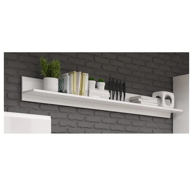 Lomadox Wandregal TURDA-83, Wandboard Regal weiß Hochglanz 180x22x23 cm, Weiß, – Produktbild 2 von 4
