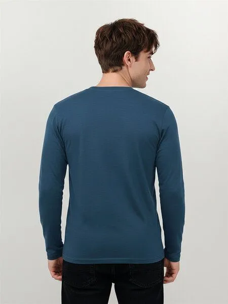 GreenBomb GREENBOMB Basic Base - Funktionales Longsleeve aus Merino-Wolle / Fair & Vegan, Blau (blue pine), – Produktbild 4 von 4