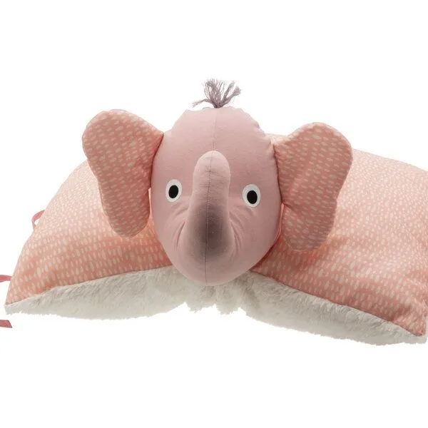 Flosinn Flosinn Kuschelkissen Elefant als Reisekissen mit Teddyplüsch aus Baumwolle Personalisierbar, Rosa, – Produktbild 1 von 4
