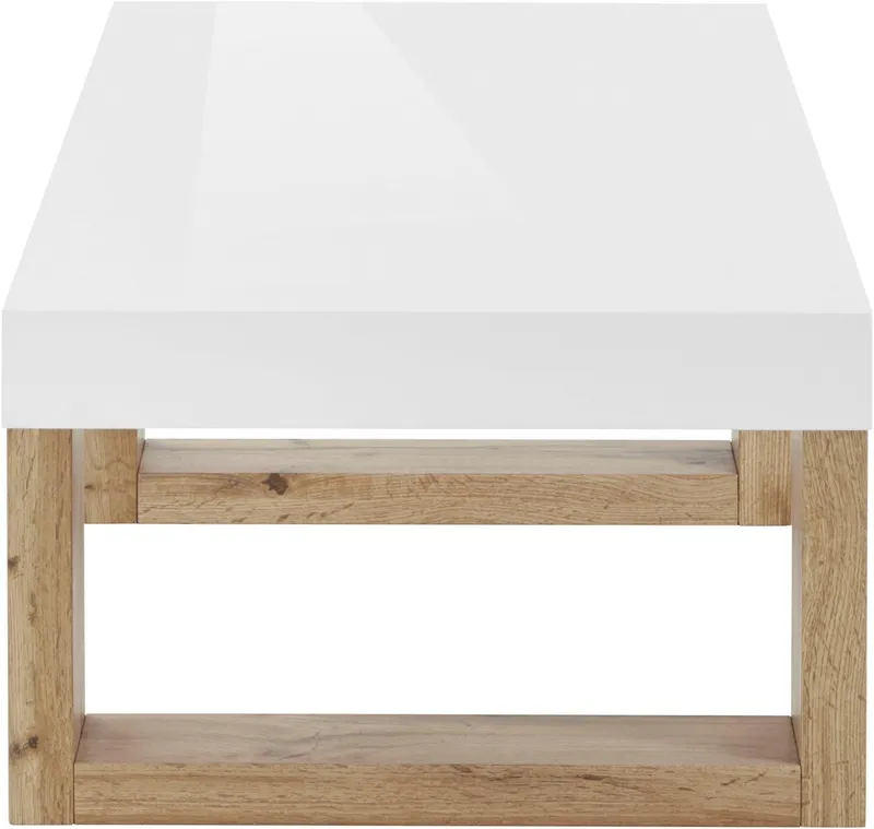 OTTO home Couchtisch Solid, hochglanzfarbener weißer Tischplatte, in zwei unterschiedlichen Größen, Weiß, – Produktbild 1 von 8