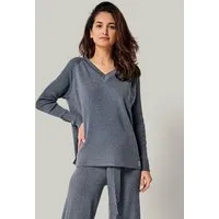 YOU LOOK PERFECT YOU LOOK PERFECT 100% Merino Strickpullover mit V-Ausschnitt "Dorina", Grau, – Produktbild 1 von 1