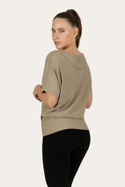 Urban Goddess Urban Goddess Budhi Kurzarm Pilates & Yoga Shirt, Fern (braun), – Produktbild 3 von 4