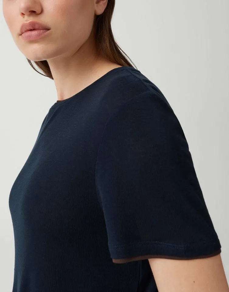OPUS T-Shirt mit kontrastfarbener Paspel Leichte Qualität mit modernem Akzent, Blau, – Produktbild 4 von 5