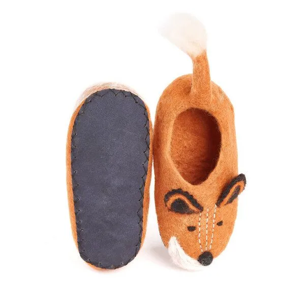 short'n'pietz short'n'pietz Hausschuhe Fuchs handgefilzt für Kinder, Orange braun weiß, – Produktbild 3 von 3