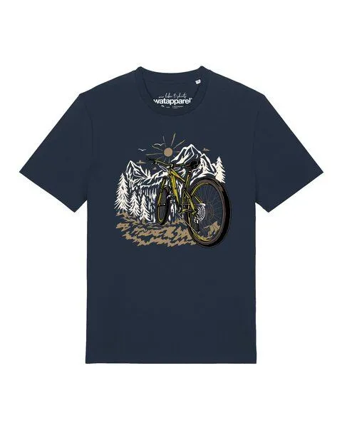 watapparel watapparel T-Shirt Unisex Mountainbike und Berge, French navy, – Produktbild 1 von 2