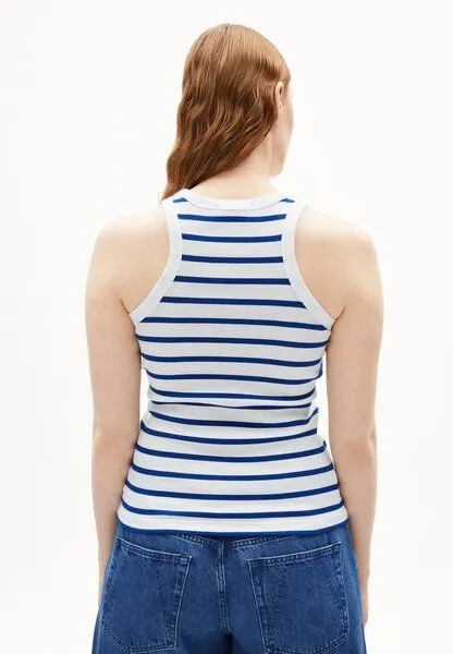 ARMEDANGELS ARMEDANGELS KANITAA STRIPES Damen Ripp-Top aus Bio-Baumwoll Mix, White-lapis blue, – Produktbild 2 von 4
