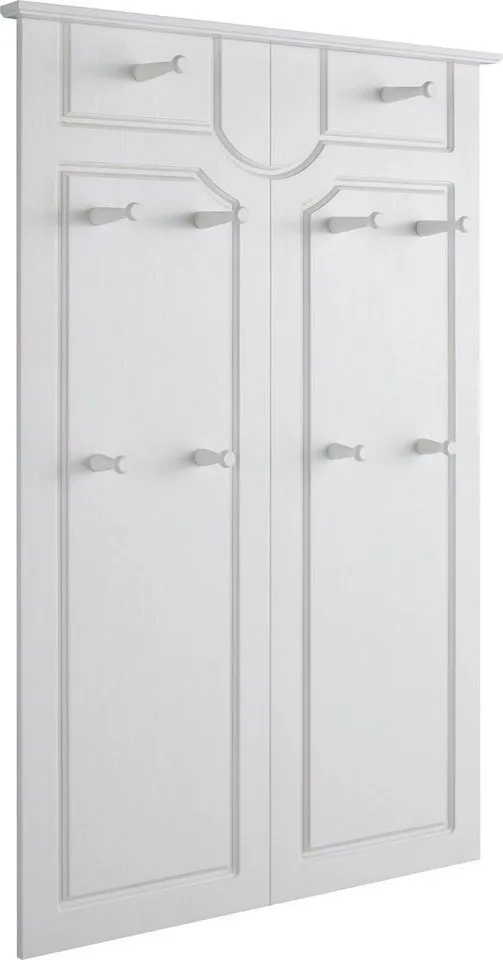 OTTO home Garderobenpaneel Klera, mit dekorativen Fräsungen, Kiefer, Landhausstil (Made in Europe), Mit 10 Kleiderhaken, aus massiver Kiefer, Weiß, – Produktbild 4 von 5