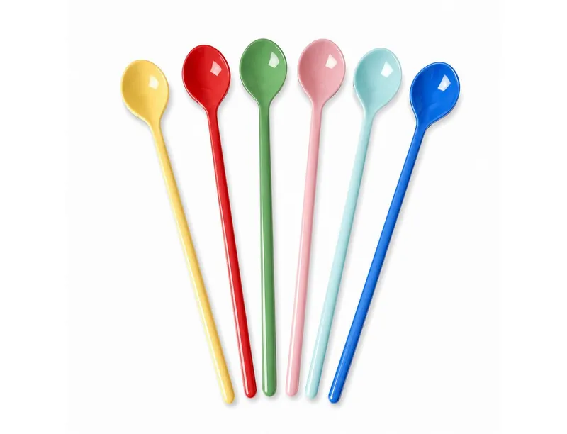 RICE RICE Dessertlöffel Latte Löffel Set 6er bunt lang für Kaffee & Dessert (6 Stück), Bunt, – Produktbild 1 von 5