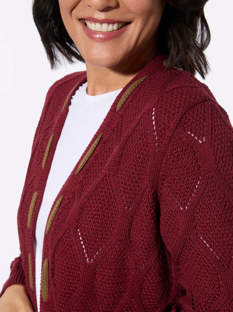 Witt Longstrickjacke, Dunkelrot, – Produktbild 2 von 2