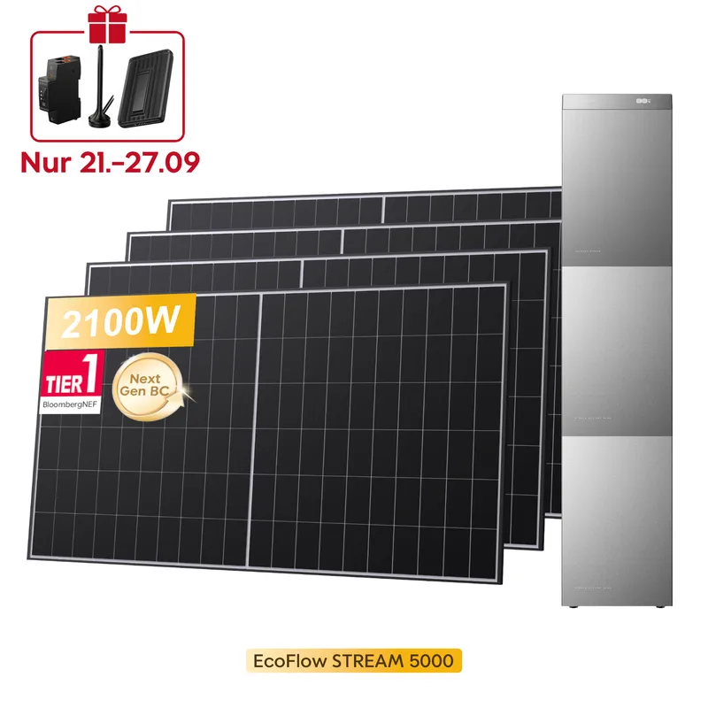 EcoFlow EcoFlow Stream 5000, All-in-One Speicher für Balkonkraftwerke, mit 4 Bifaziale Solarmodule, by Powerness - 480W BC X 4 / 15kWh / Selbstabholung – Produktbild 2 von 3