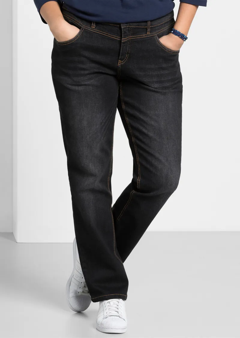 sheego Gerade Jeans black denim, Black denim, – Produktbild 3 von 3