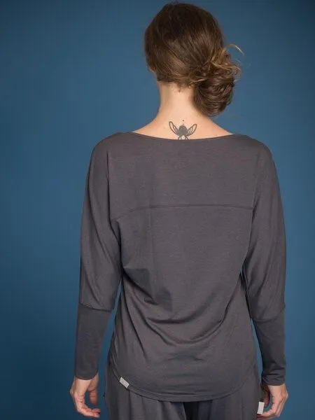 nice to meet me nice to meet me Cover Up – Longsleeve aus TENCEL Lyocell und Bio-Baumwolle, Dark grey, – Produktbild 3 von 3