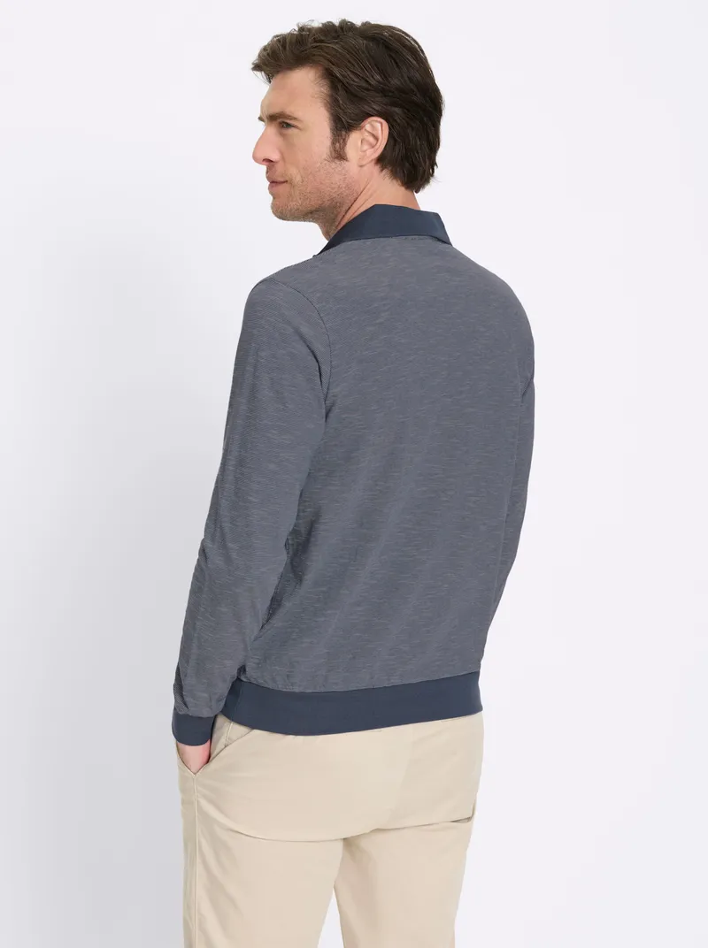 marco donati Langarm-Poloshirt rauchblau-gestreift, Rauchblau-gestreift, – Produktbild 2 von 2