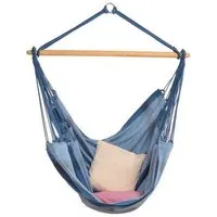 HängemattenGlück HängemattenGlück Hängesessel aus Bio-Baumwolle, handgewebt, GOTS zertifiziert, Sonjo, Saphira blau, – Produktbild 1 von 1