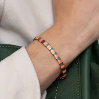 juni juni Armband "Royal Peach" - breites Perlenarmband in nachtblau und apricot – Produktbild 1 von 1