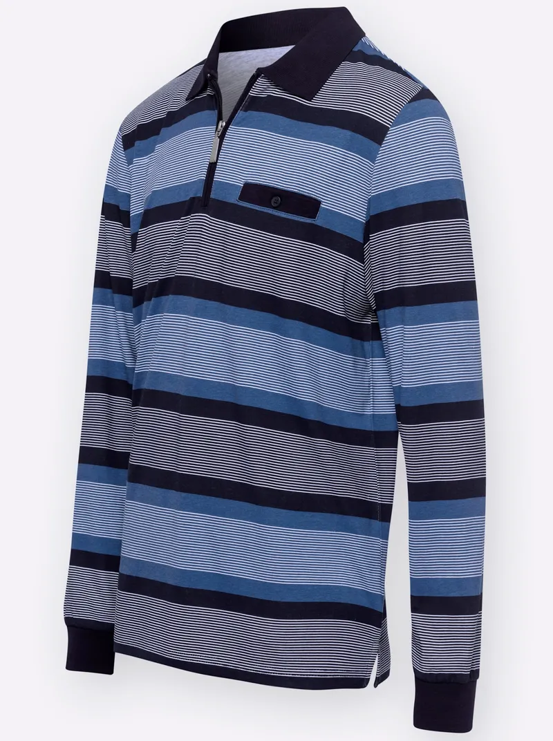 Witt Poloshirt, Marine-jeansblau-gestreift, – Produktbild 2 von 3