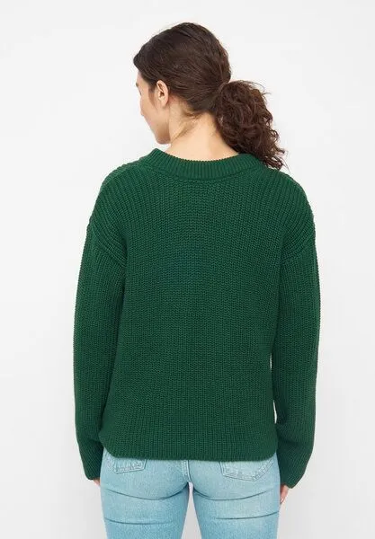 Givn Berlin Givn Berlin Damen Strickpullover mit V-Ausschnitt aus Bio-Baumwolle - ELSA, Cedar green, – Produktbild 3 von 4