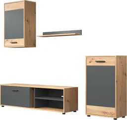 OTTO home Wohnwand Valetta inkl. TV-Kommode, Hänge-Vitrine, Sideboard und Wandregal, (Komplett-Set, 4-St., 4), inkl. Lowboard, Hängeschrank, Wandboard und Highboard – Produktbild 1 von 1
