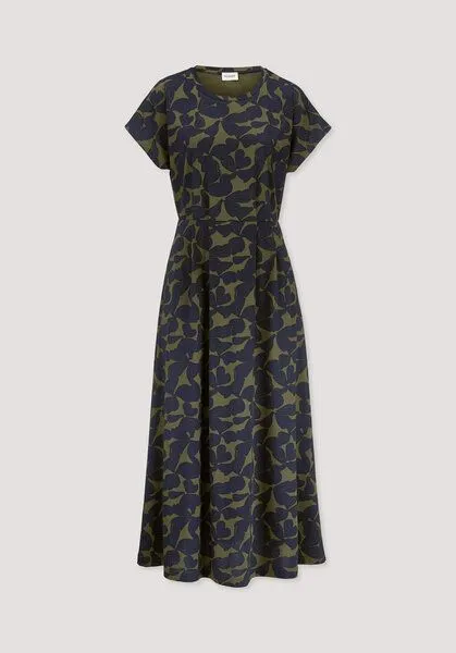 hessnatur hessnatur Print Jersey Kleid Knöchellang Relaxed aus reiner Bio-Baumwolle, Oliv, – Produktbild 5 von 5