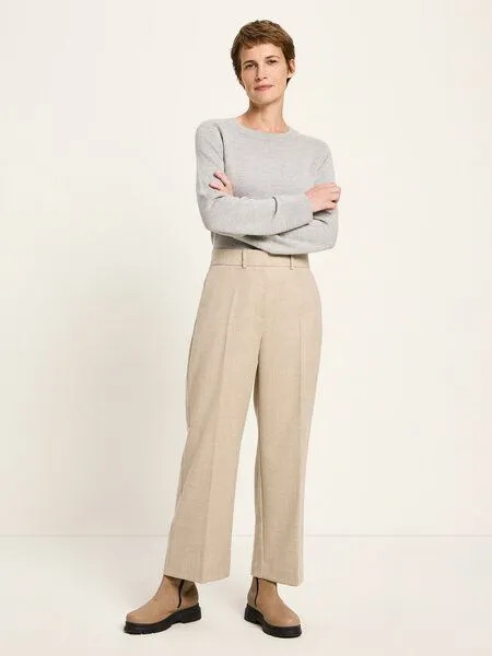 LANIUS LANIUS Verkürzte Hose aus Bio-Schurwolle, Beige melange, – Produktbild 1 von 4