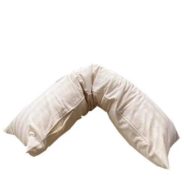 Villa Jade Villa Jade Bezug für Seitenschläferkissen 140x40cm gestreift 100% kbA Baumwolle, Grau, – Produktbild 3 von 3