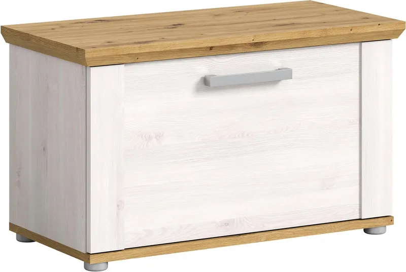 Home affaire Sitzbank COSENZA, Breite 80 cm, 1 Klappe, 2 Einlegeböden, 2-farbig, in Landhausoptik, Bank, Schuhbank, Garderobenbank, Dielenbank, Weiß, – Produktbild 2 von 5