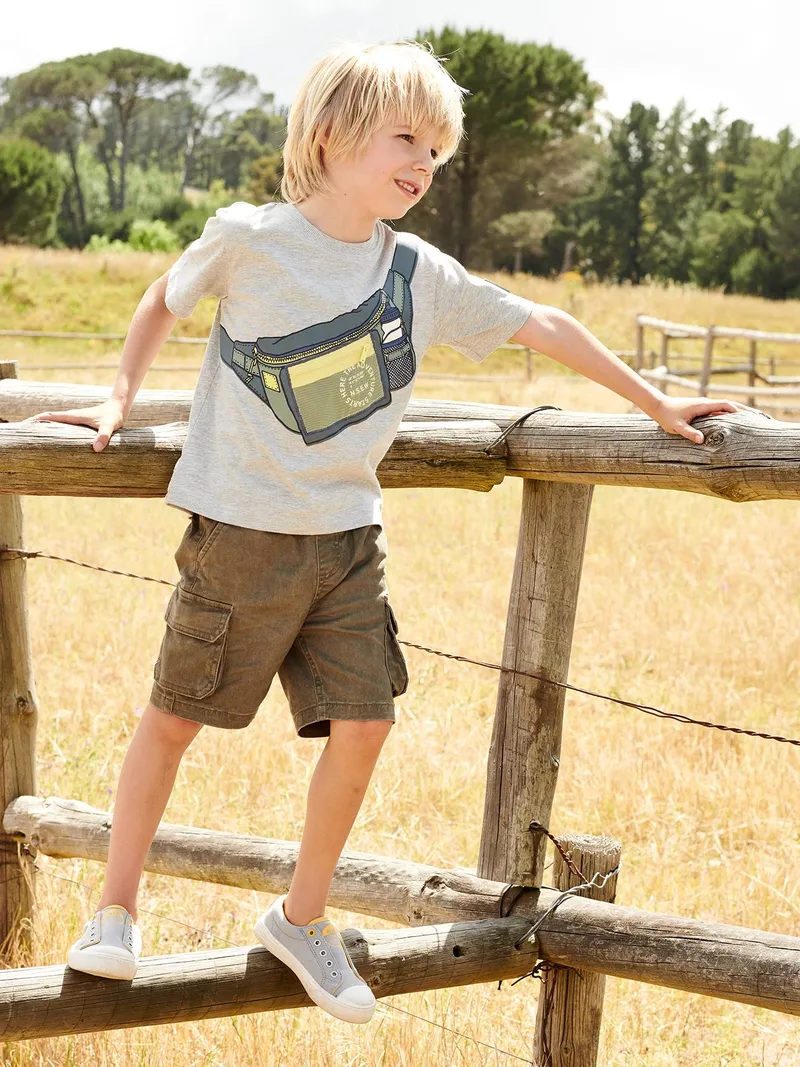 Vertbaudet Jungen Cargoshorts mit Dehnbund, Khaki, – Produktbild 2 von 4